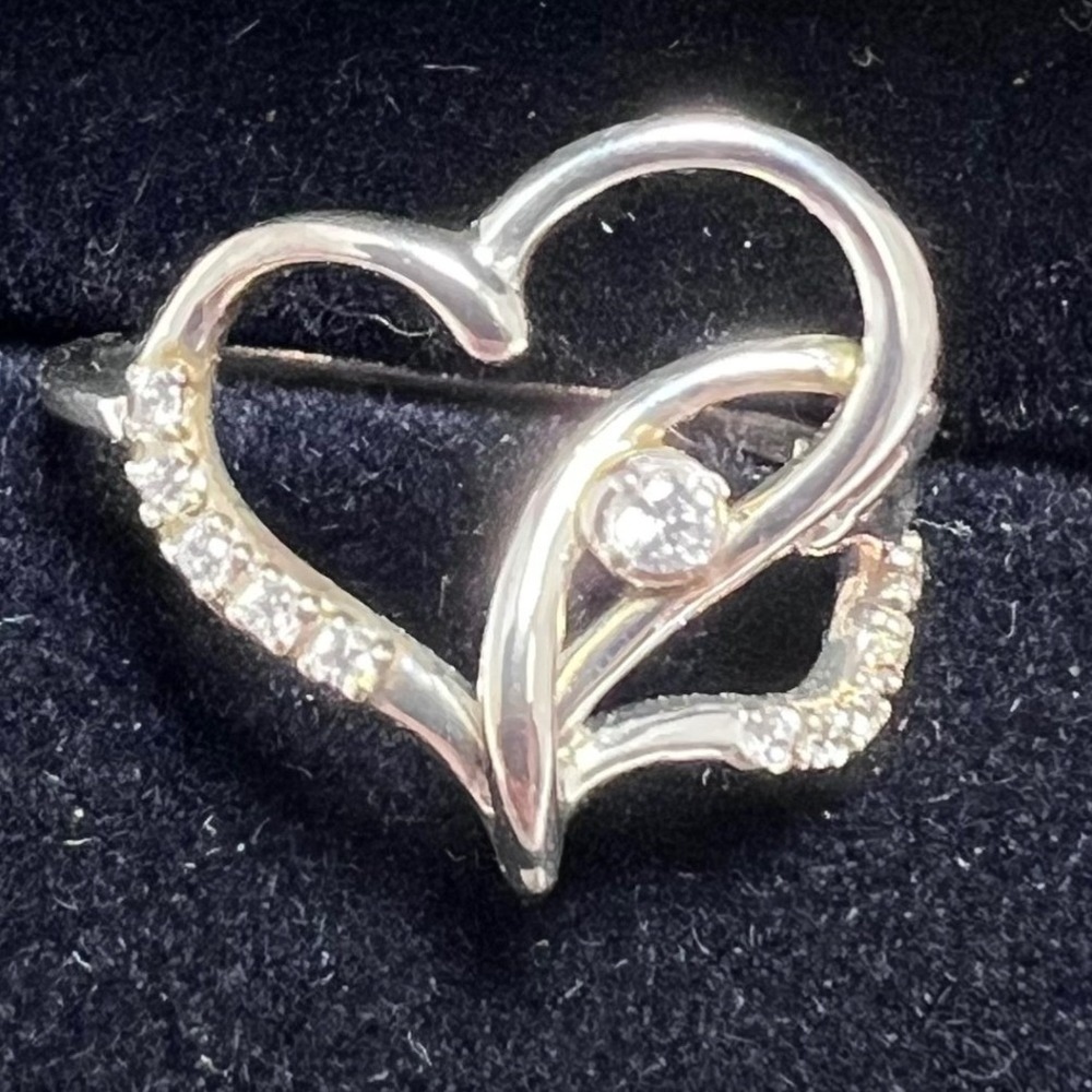 Avon Sterling Silver Intertwined Double Heart Ring Size 7 925 Clear Stone Pavé